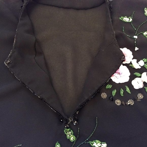 vintage 80s sequin beaded sheer floral top EUC - Picture 11 of 14
